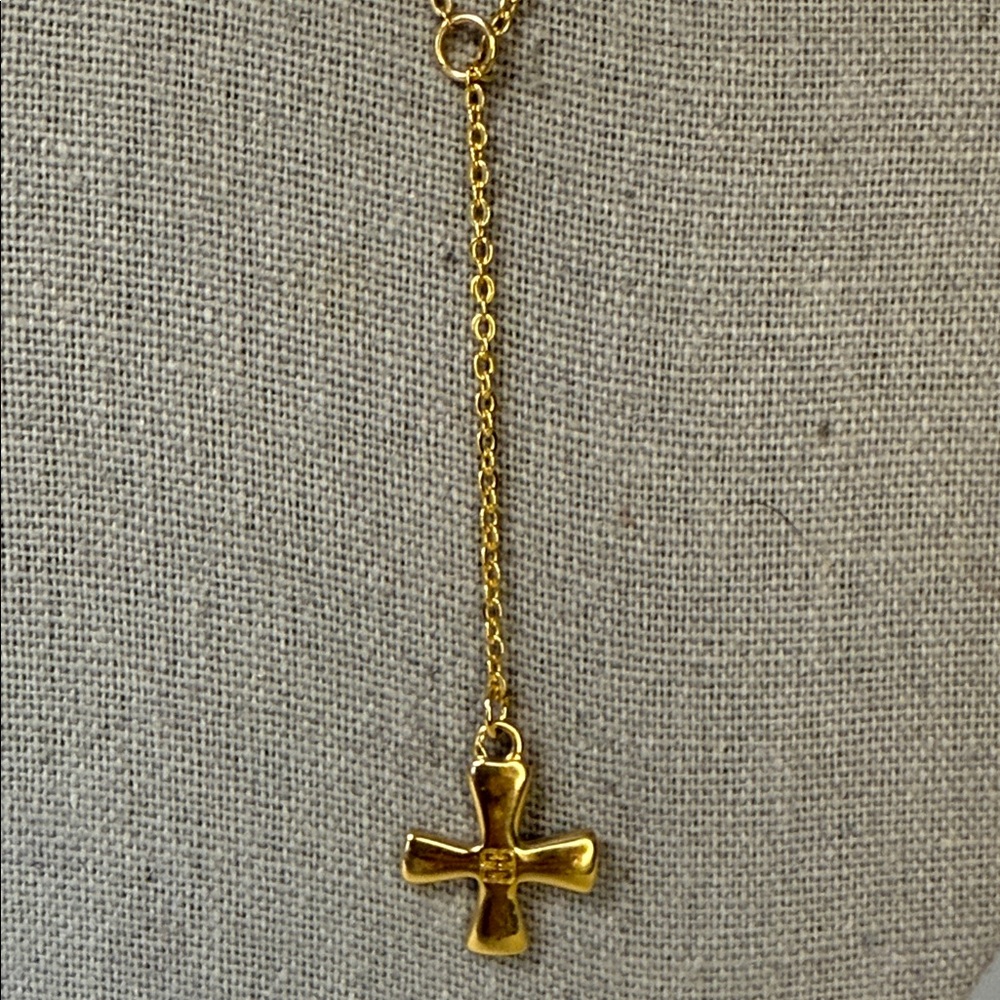 Vintage Givenchy Goldtone Y-Drop Necklace with Cross Pendant - Picture 3 of 6